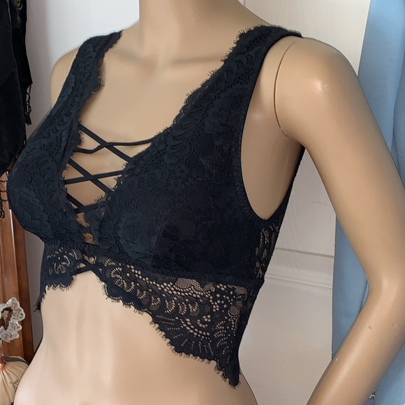La Senza lace up padded backless black lace bra XS - Picture 5 of 12